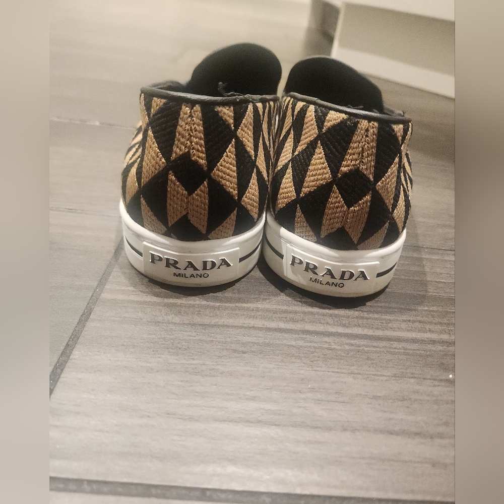 Prada Men's Black and Tan Slip-On Shoes - Picture 3 of 11